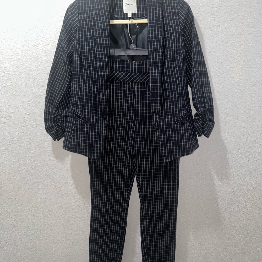 Women's Black Checkered Blazer